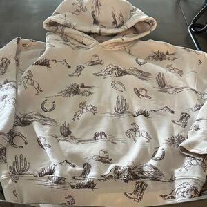 Abercrombie & Fitch Cream Western Graphic Hoodie